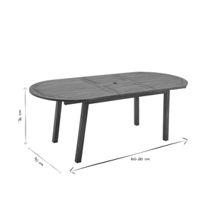 Table de jardin extensible rallonges intégrées en bois massif L160-210 cm MAYEL