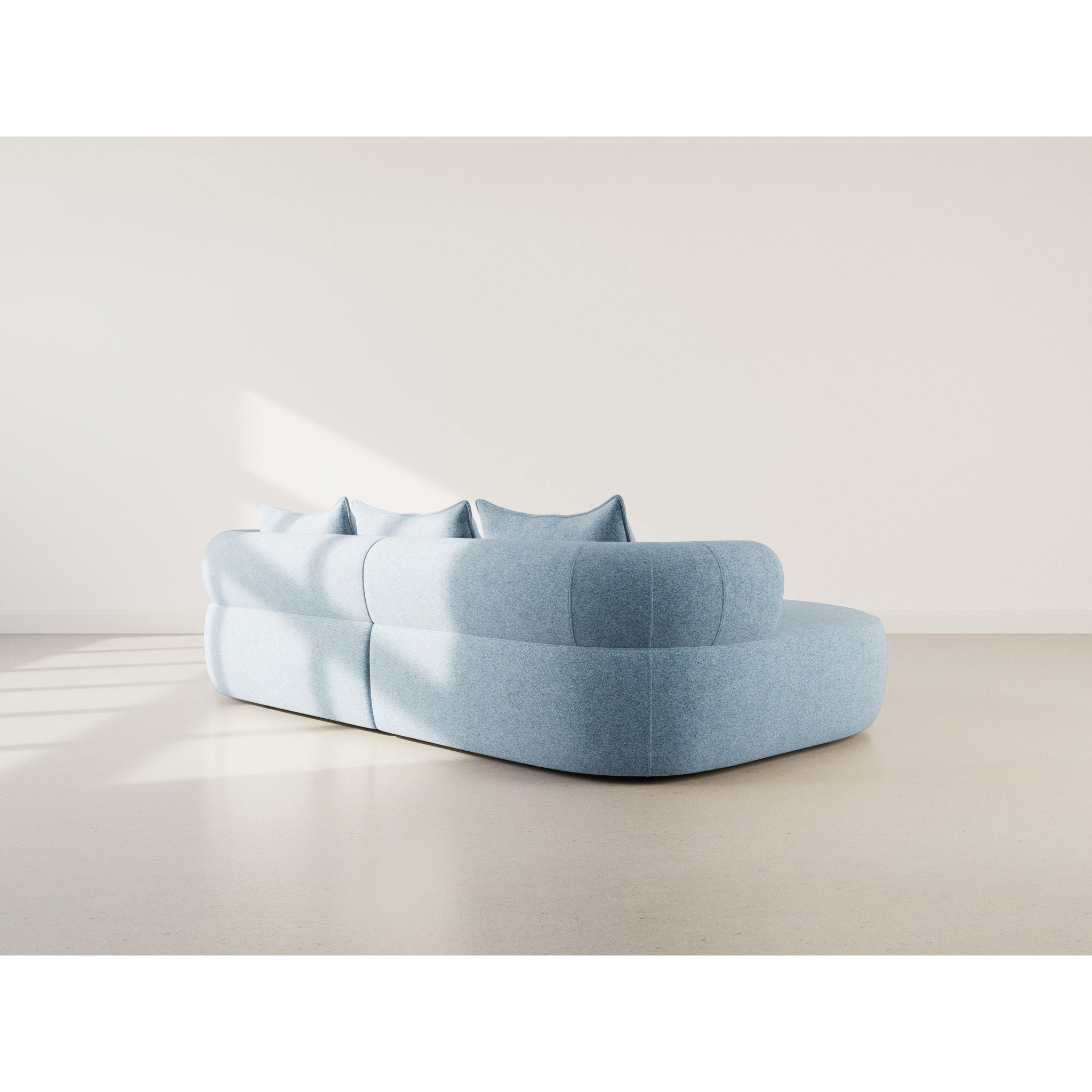 Angela - canapé d'angle gauche 4 places en velours texturé - Bleu