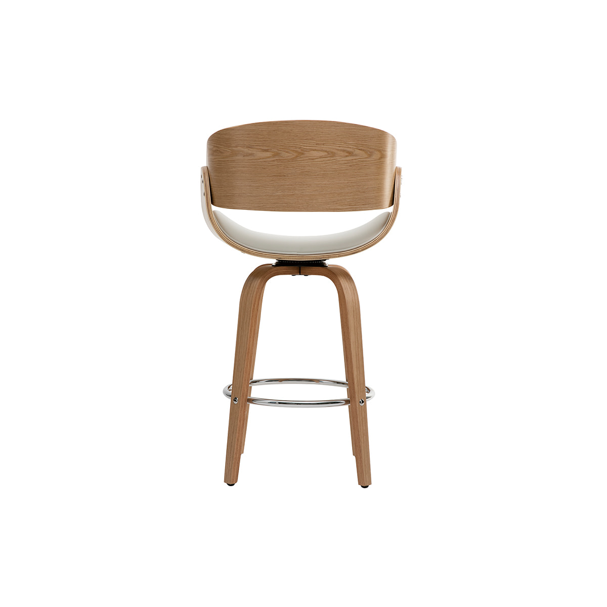 Tabouret de bar pivotant blanc et bois clair 65 cm BENT