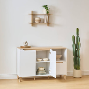 Buffet Luma rectangulaire 40x120cm 2 portes 1 tiroir blanc