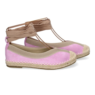 Bailarina de Mujer con Yute, Diseño Moderno con Puntera Bordada y Cintas