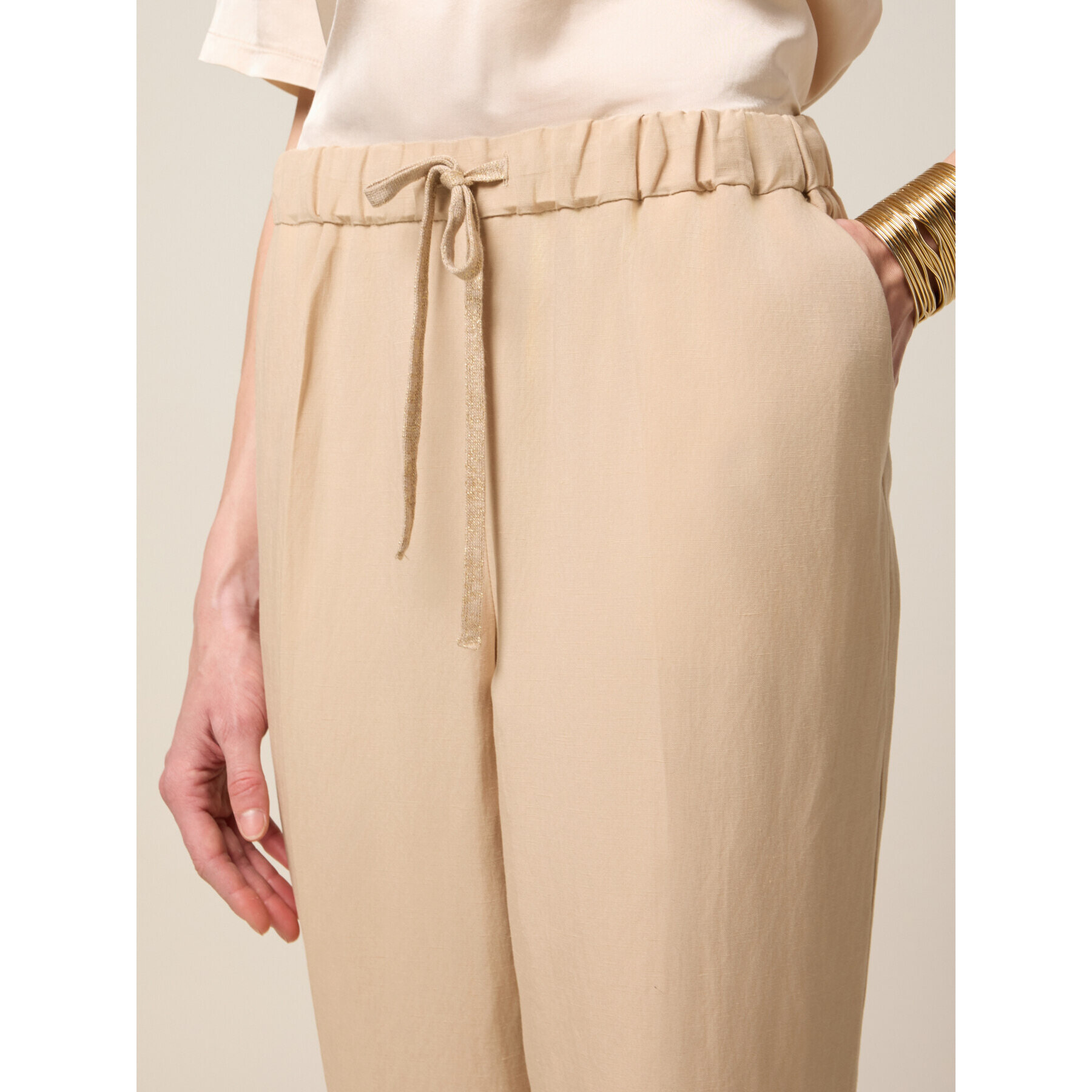 Oltre - Chinos misto lino - Beige