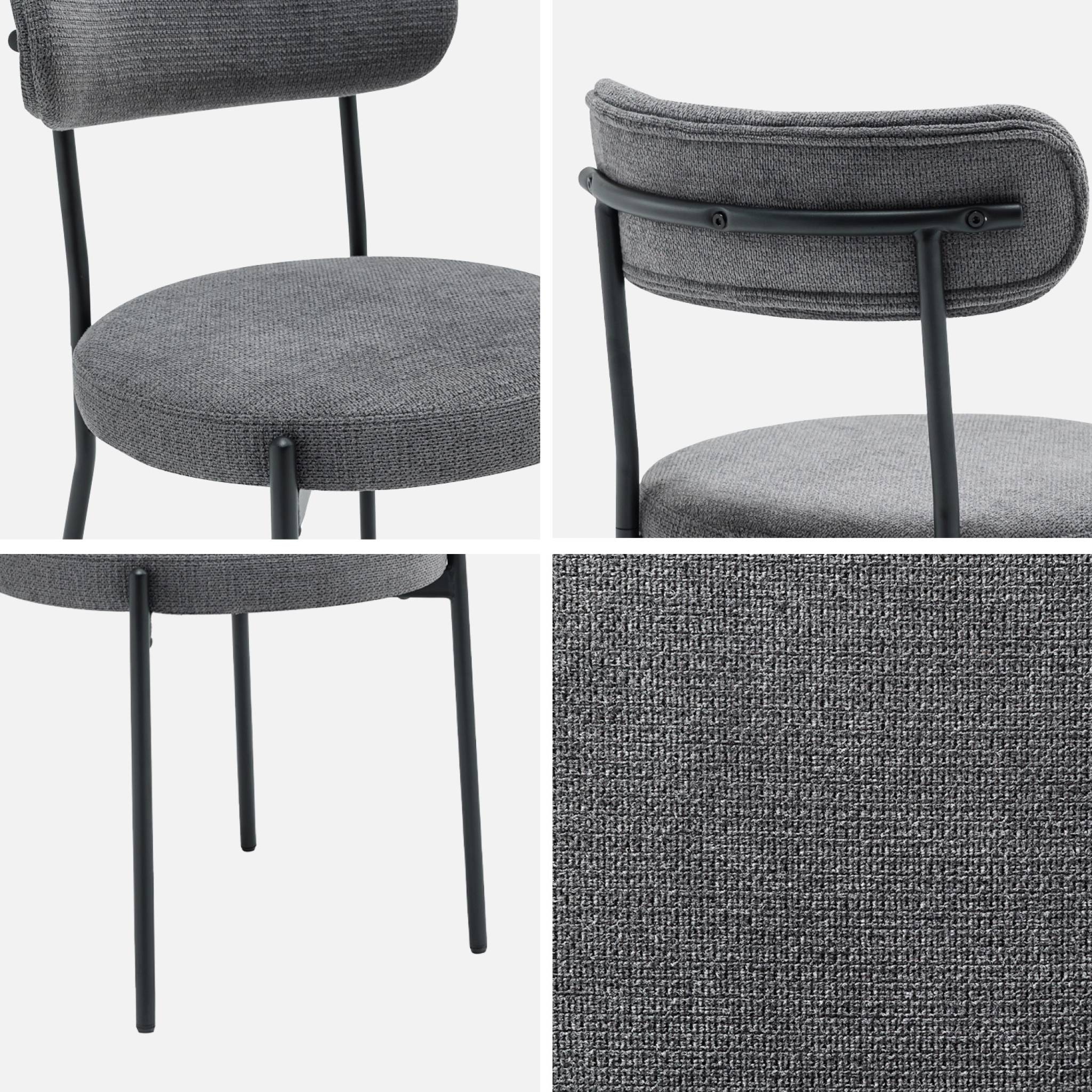 Lot de deux chaises métal et tissu chenille gris L 47 x P 49 x H 76.5cm - Livia