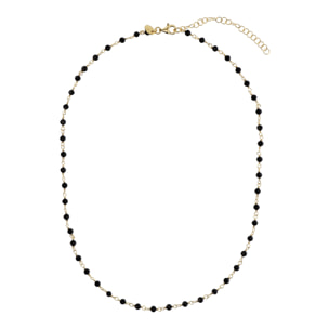 Collana Rosario Girocollo con Spinello Nero in Argento 925 placcato Oro Giallo 18Kt