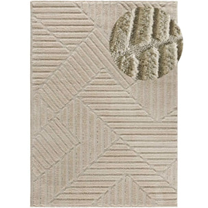 NUMA Alfombra shaggy geométrica con relieve en beige, varias medidas disponibles