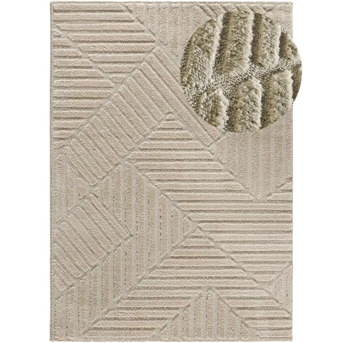 NUMA Alfombra shaggy geométrica con relieve en beige, varias medidas disponibles