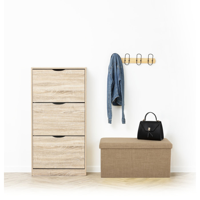 Pouf de rangement "Mix 'n' Modul" en toile de jute beige 76x38cm