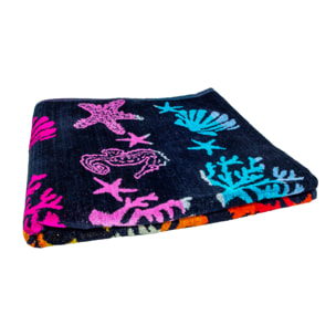 Telo Mare Spugna Jacquard Spiaggia Disegno Fantasy Sea