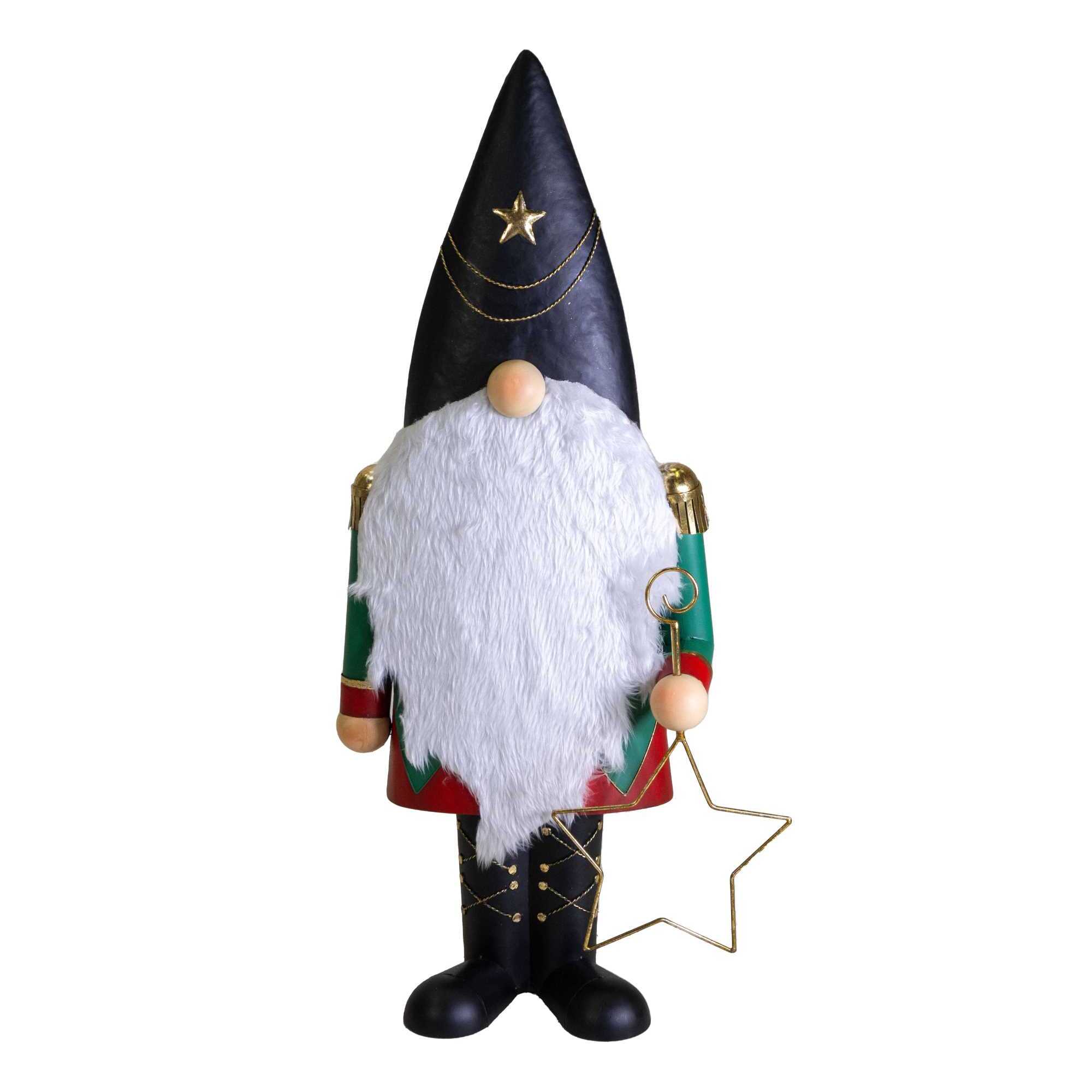 Gnomo in metallo con stella nero cm47,7x26,7h101,5