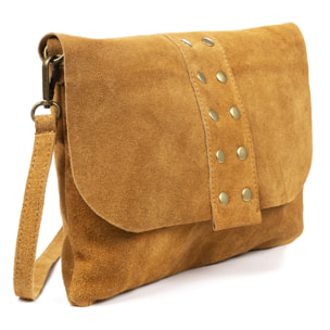 Alpette borsa a tracolla donna. Pelle scamosciata autentica.