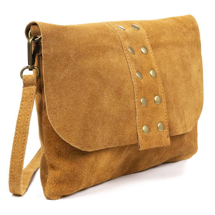 Alpette borsa a tracolla donna. Pelle scamosciata autentica.