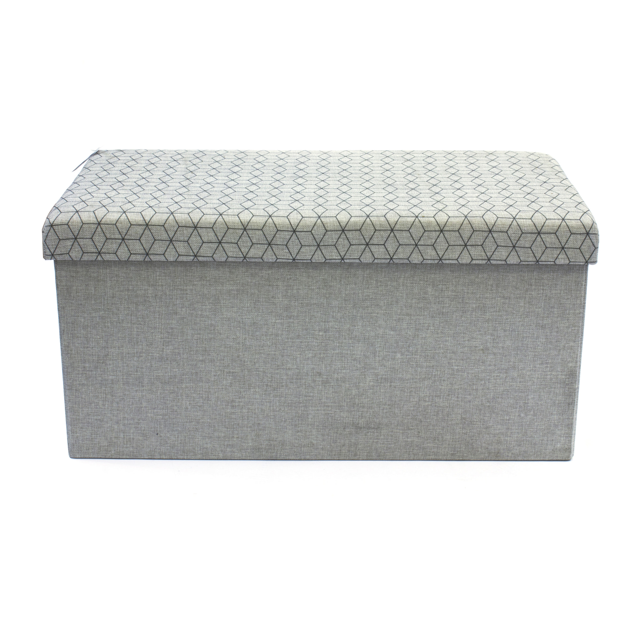 Coffre Banc Pliable Gris Motif Noir