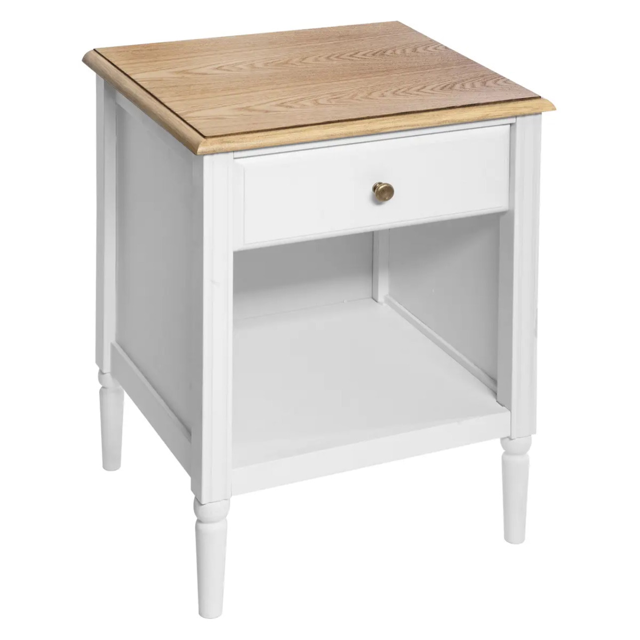 Table de chevet "Solen" - blanc et bois