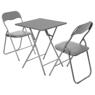 Table pliante 2 places gris