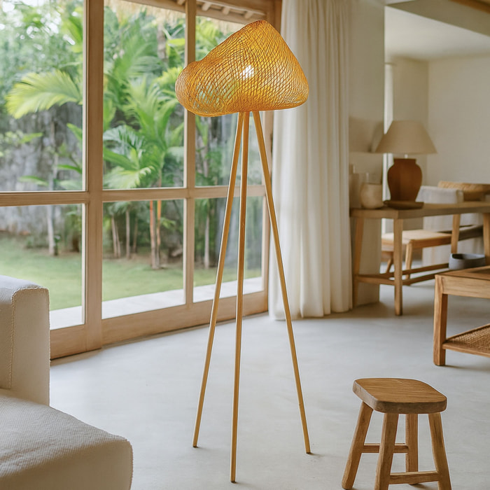 Lampadaire en bambou pieds en bois h165cm LIPS