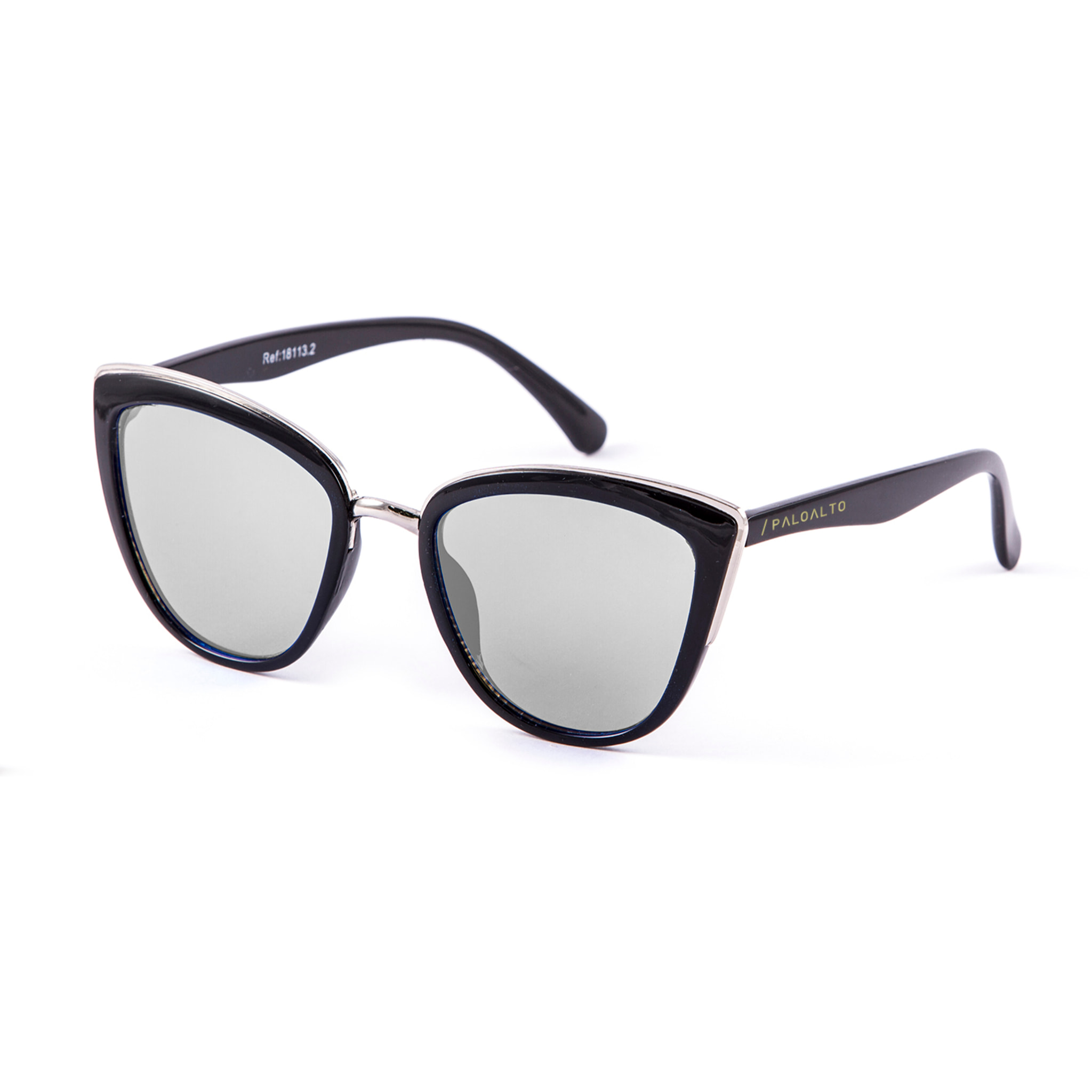 Gafas de sol PALO ALTO SEATTLE - De metal negro brillante y plateado brillante / Plana de pc con espejo plateado real