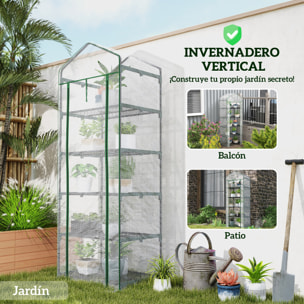 Invernadero Pequeño Invernadero de Exterior con Estantes de 5 Niveles Puerta Enrollable con Cremallera y Marco de Acero Invernadero para Cultivar Plantas Flores 69x49x193 cm Transparente