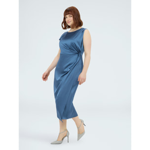 Fiorella Rubino - Vestido de satén con drapeado - Azul