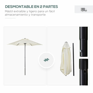 Sombrilla Jardín Ø2x2m Aluminio con Techo de Ventilación Poste Desmontable Beige