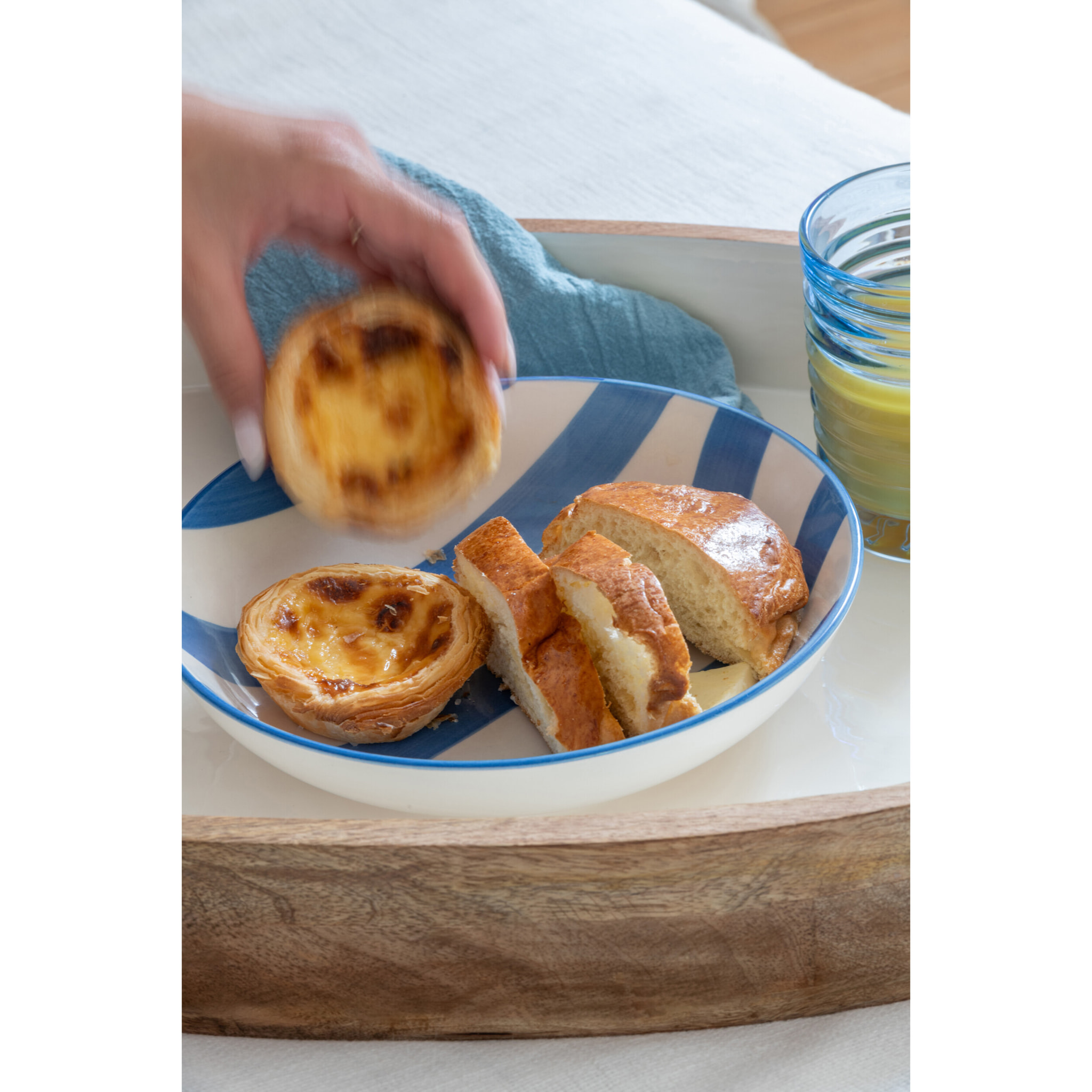 J-Line Assiette Profonde Lignée - céramique - bleu/blanc - 6 pièces