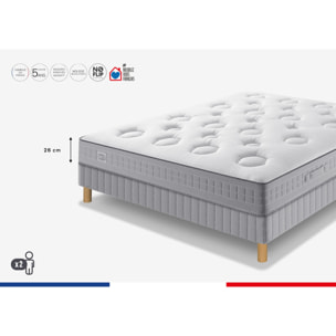 Ensemble FLEXION matelas H26 ressort ensachés, mi-ferme, sommier
