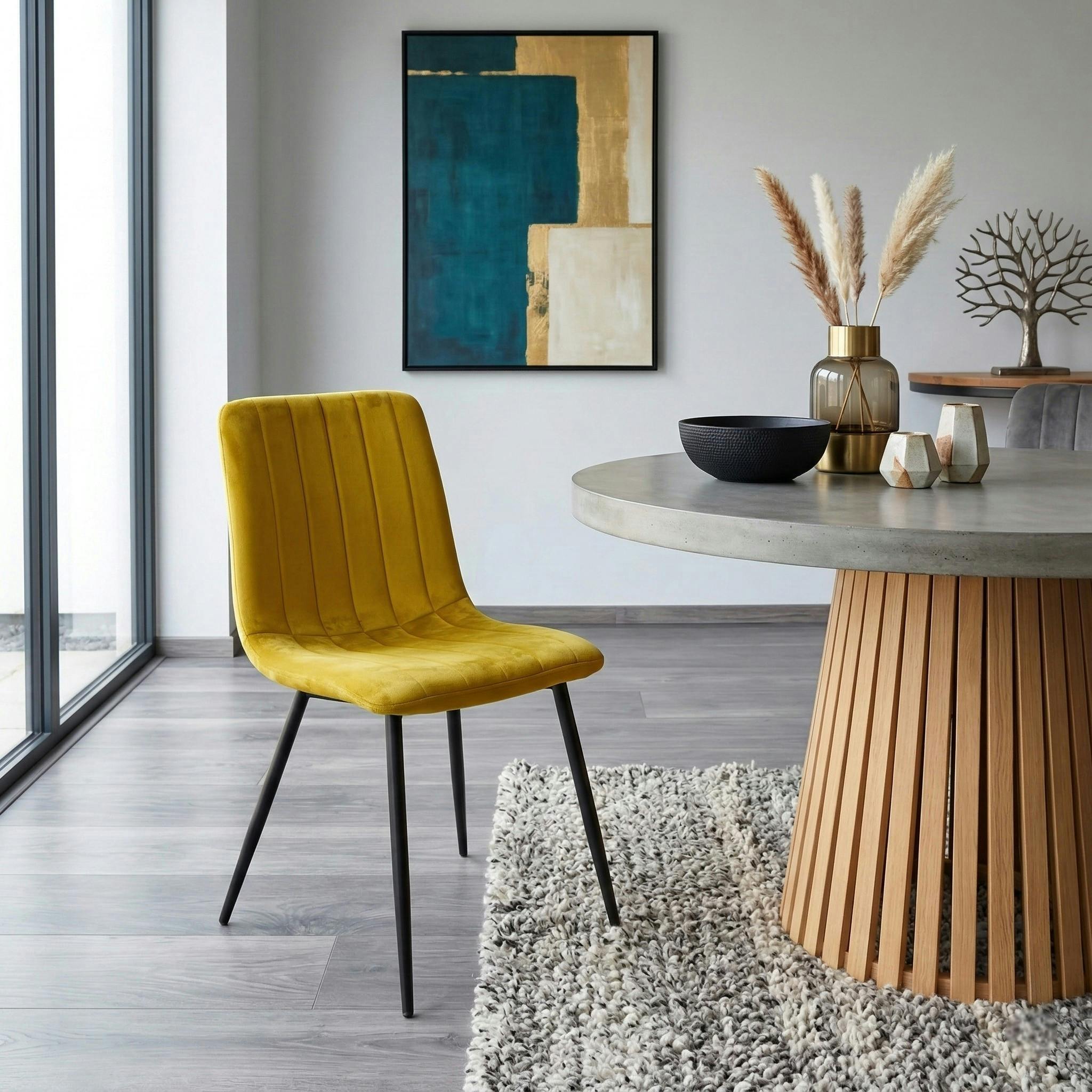 Chaise à rayures velours moutarde (lot de 2) MALANG