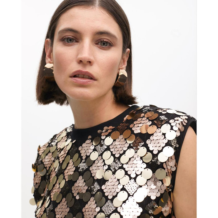 Top corto con paillettes