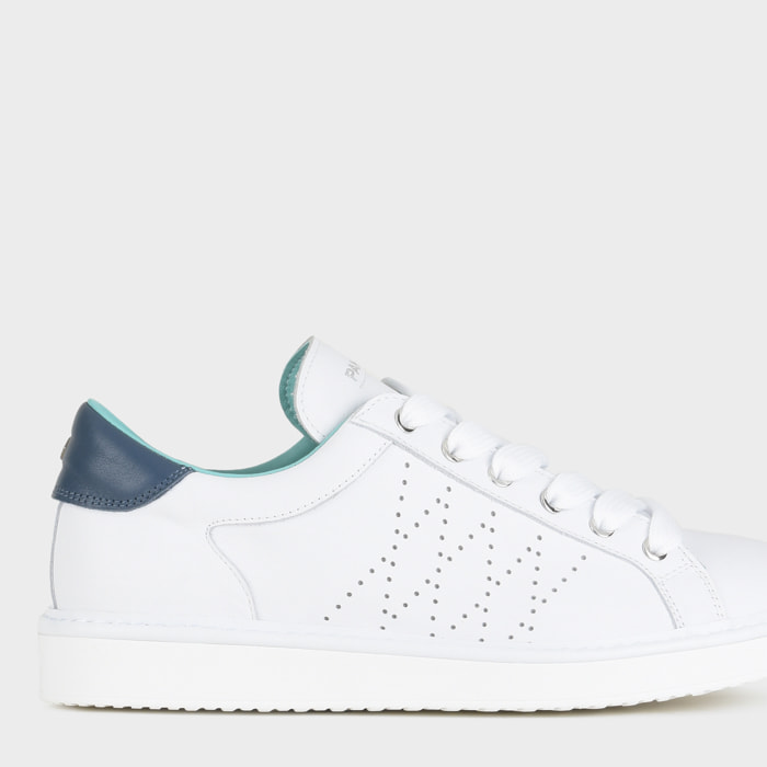 ZAPATO CON CORDONES HOMBRE P01 DE PIEL BLANCO AZUL CÓSMICO