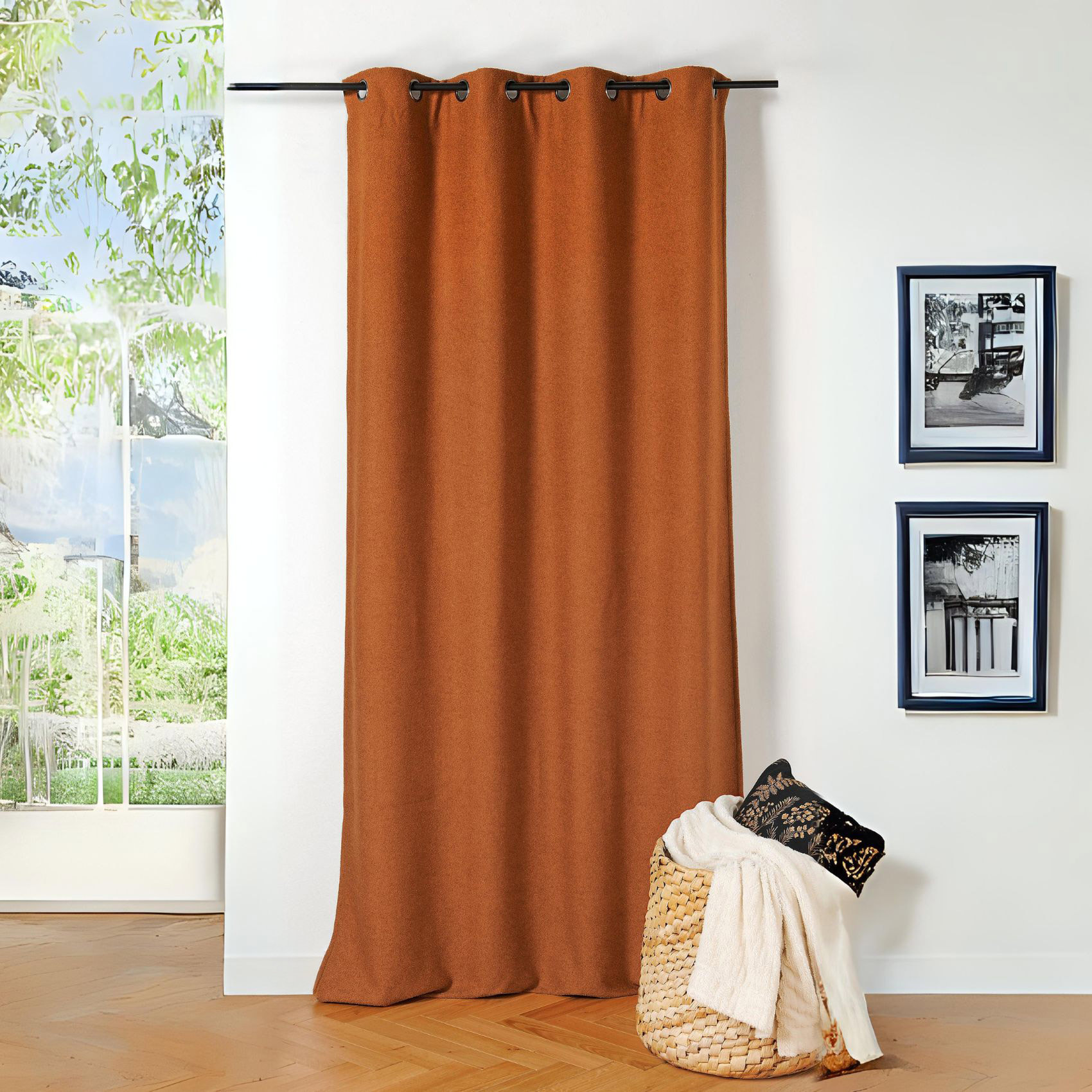 Rideau thermique au style bouclette - Terracotta