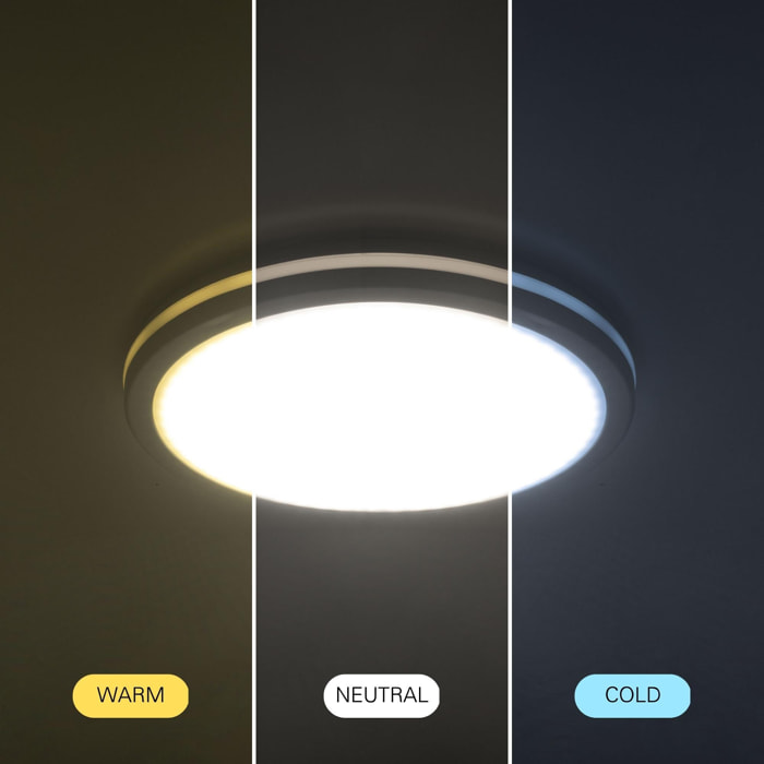 FORLIGHT Plafón LED Carpe 23.1W IP54, Temperatura de Color Ajustable 3000K-6000K, 3360 Lúmenes, Regulable ON-OFF, Blanco