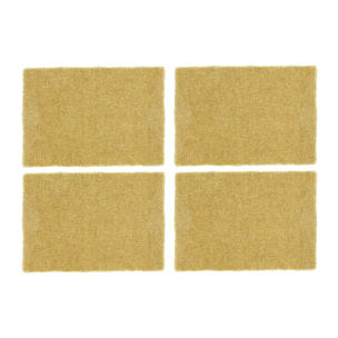 LOT DE 4 SETS DE TABLE FRANGÉS TISSU UNI JAUNE MIMOSA 38X54CM ANOKI