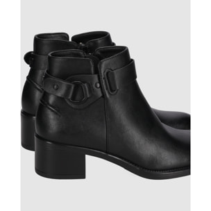Botines de Piel Sintética - Negro - Tacón: 5 cm