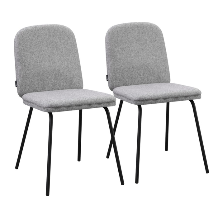 Set 2 sedie moderne in tessuto grigio chiaro con gambe in metallo - Karen