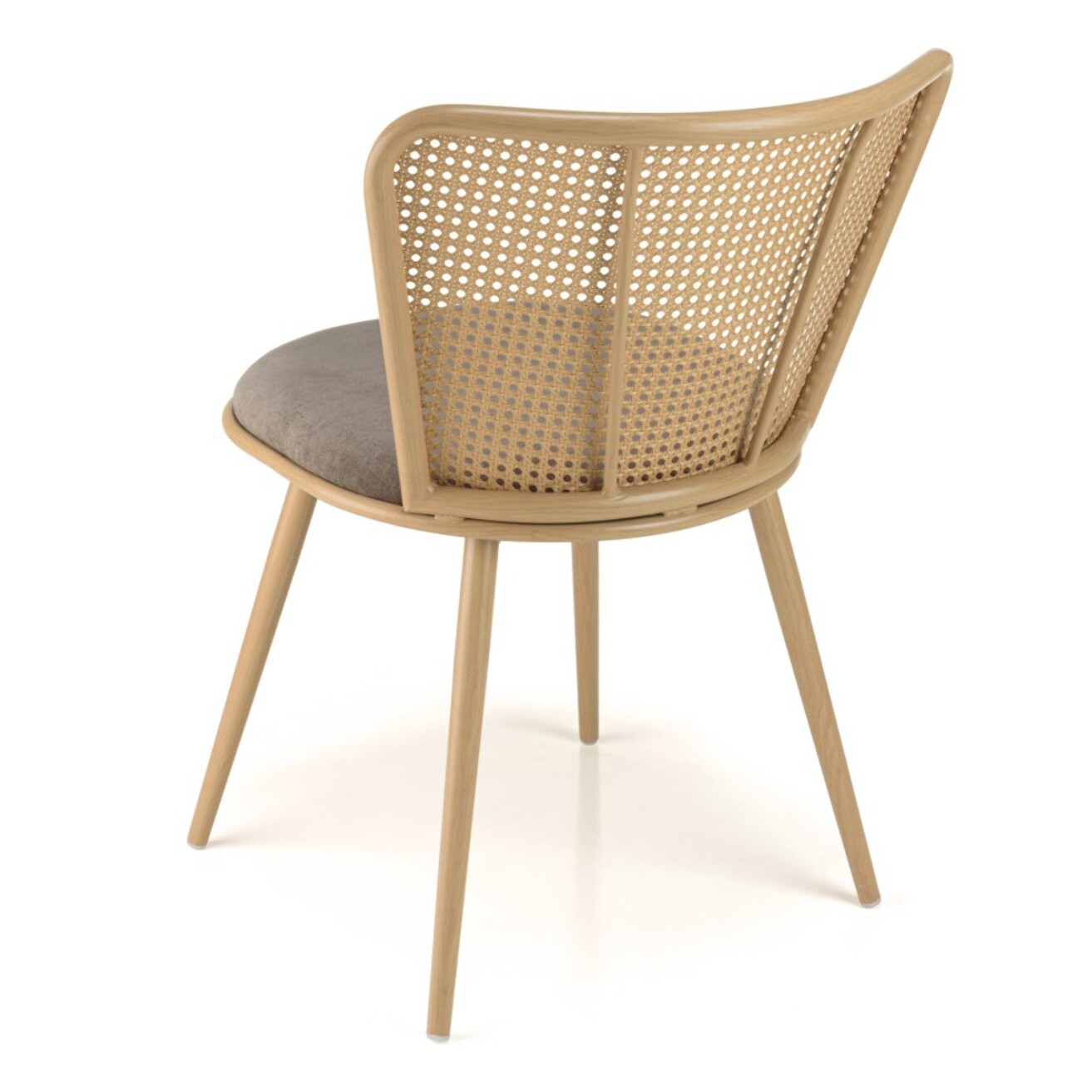 LEA - Lot de 2 chaises assise tissu taupe large dossier effet cannage