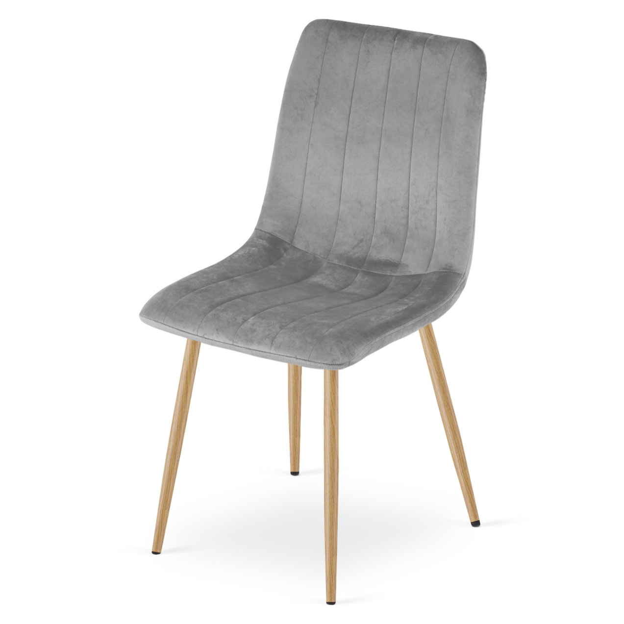 Set di 2 sedie Lava in velluto grigio chiaro e gambe effetto legno