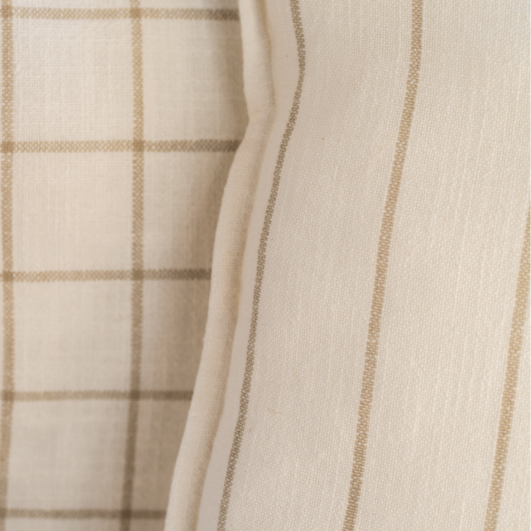 Housse de coussin 100% coton rayures et carreaux LOURMARIN - Beige