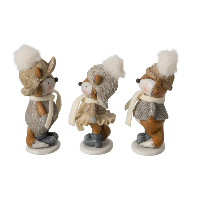 J-Line Renard hiver - polyester - gris/marron - small - assortiment de 3