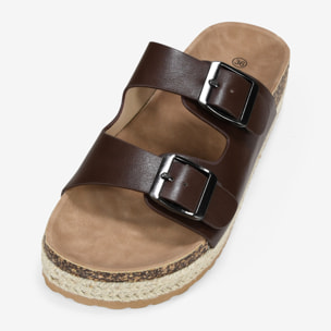 Sandalias de esparto marrones con doble hebilla