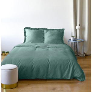 Parure De Couette 3pcs Microfibre Falbala Verte