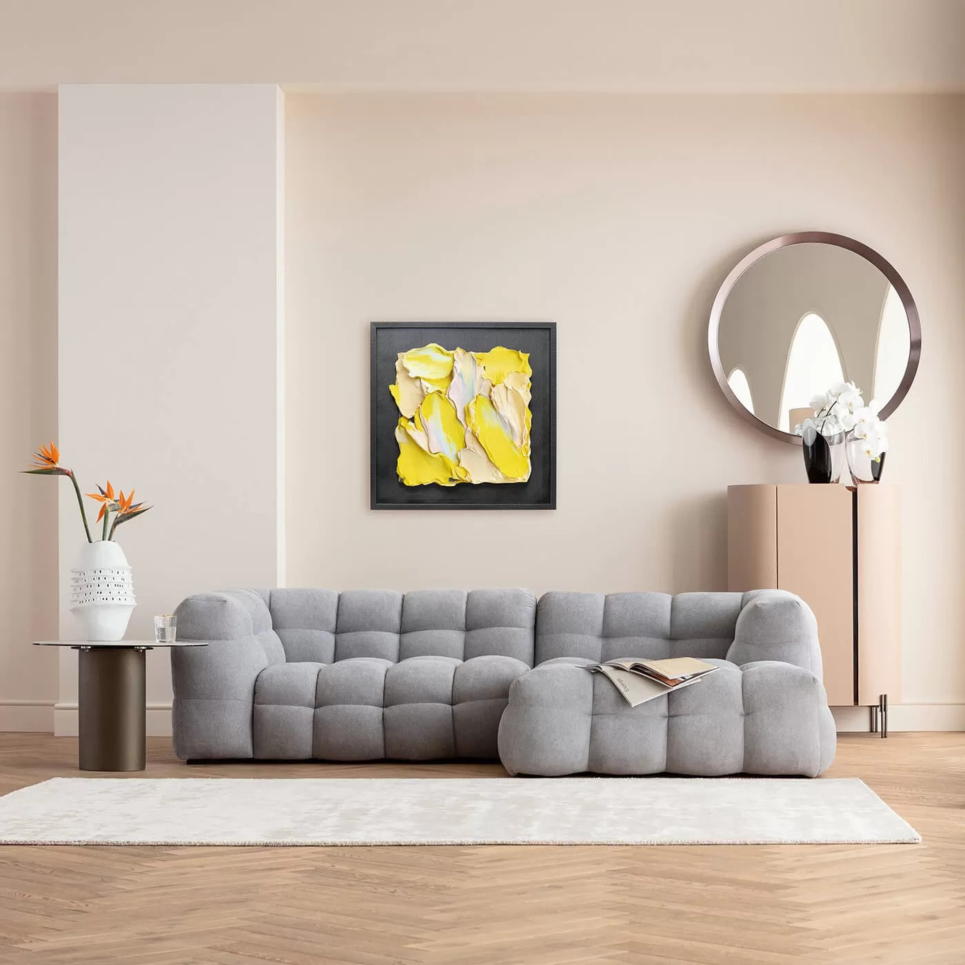 Tableau Frame Abstract In Box 80x80cm jaune Kare Design