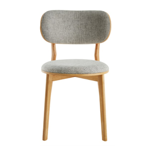 Chaises scandinaves en tissu gris clair et bois clair massif (lot de 2) FAUVETTE