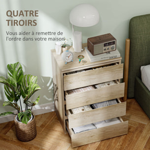 Commode 4 tiroirs dim. 60L x 40l x 80H cm effet bois