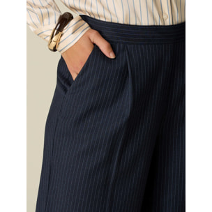 Oltre - Pantalones palazzo a rayas - Azul
