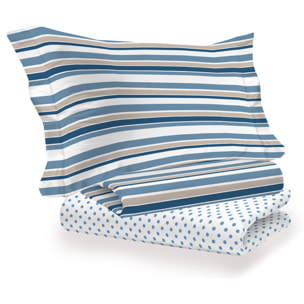 Completo letto riga dots azzurro