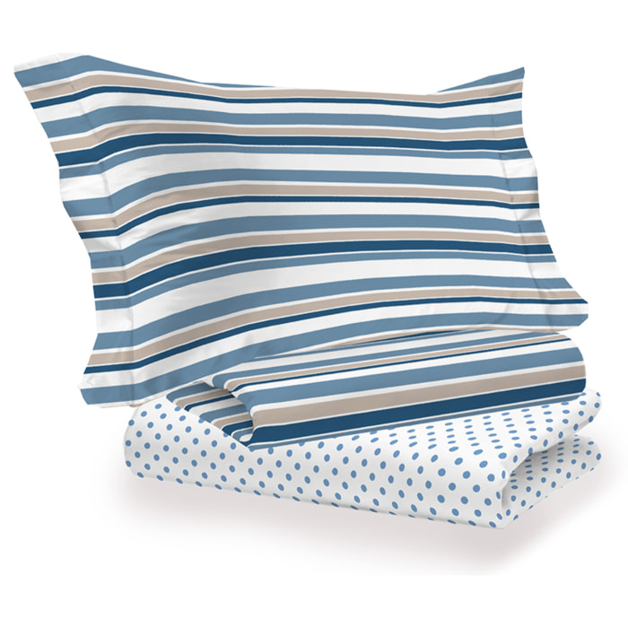 Completo letto riga dots azzurro