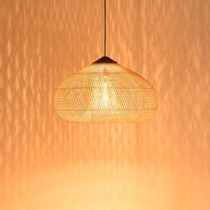 SIXTINE - Suspension 'entonnoir' 80x80cm rotin couleur naturelle/teck
