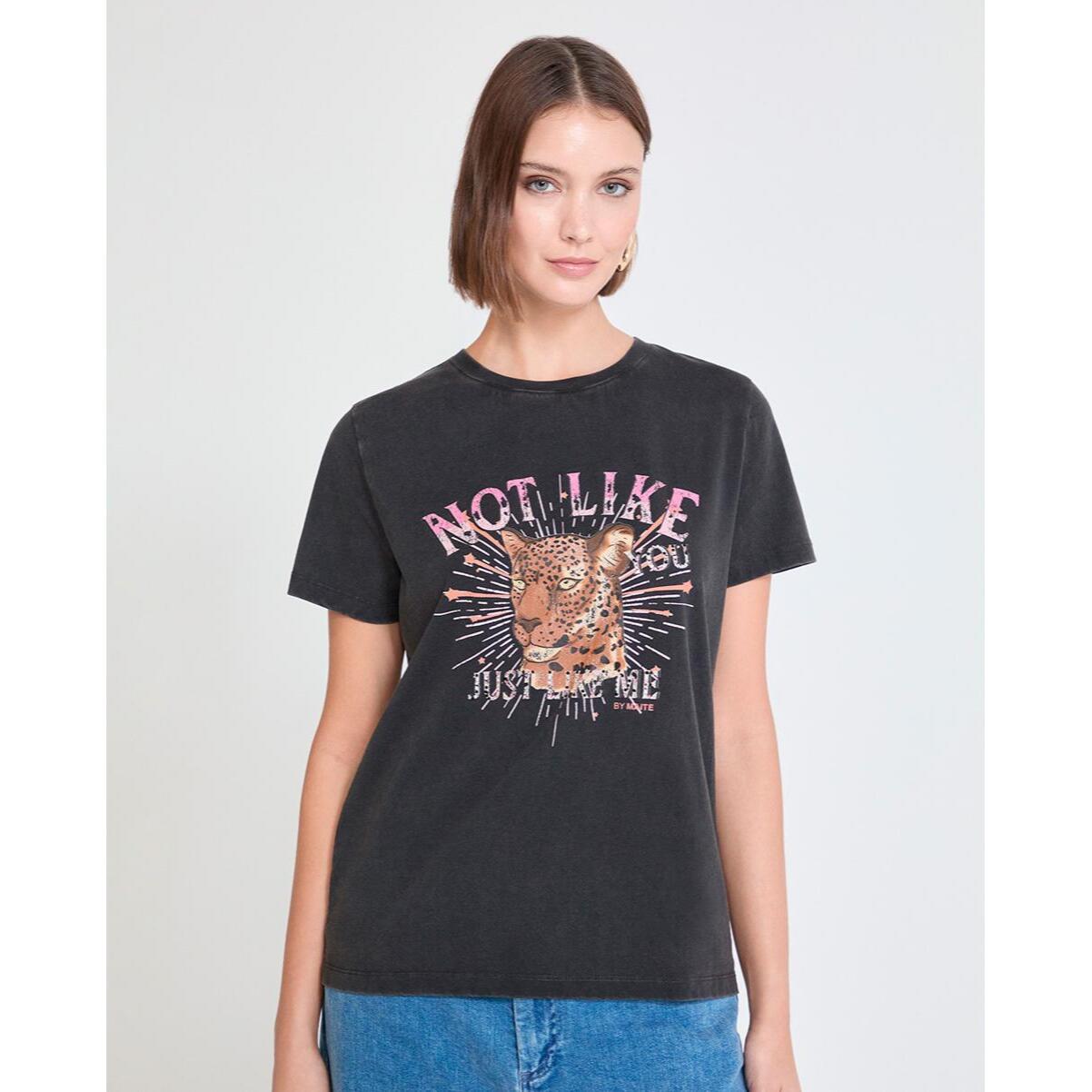 T-shirt con effetto lavato e stampa posizionale