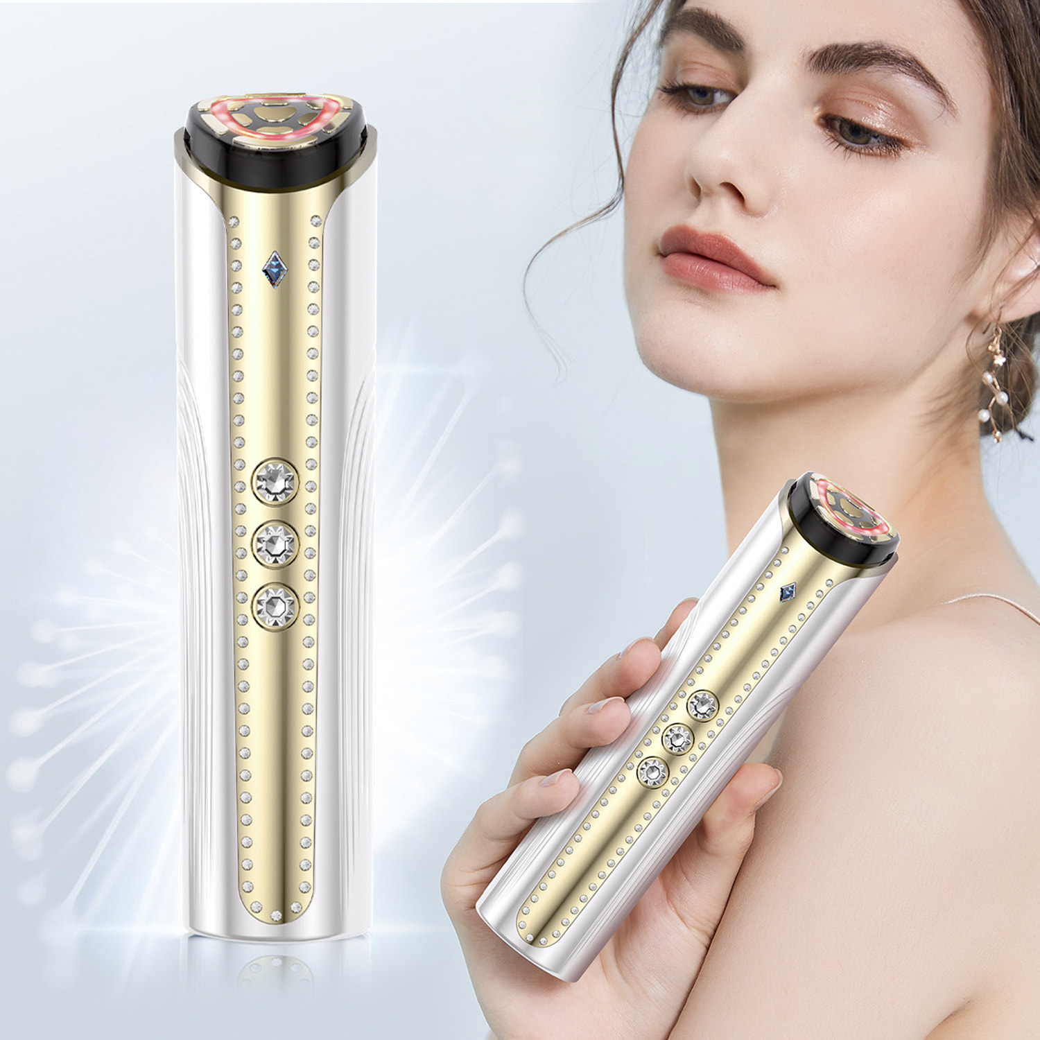 Strumento a radiofrequenza multipolare. Con 5 modalità per la cura della pelle e la prevenzione dell'invecchiamento.