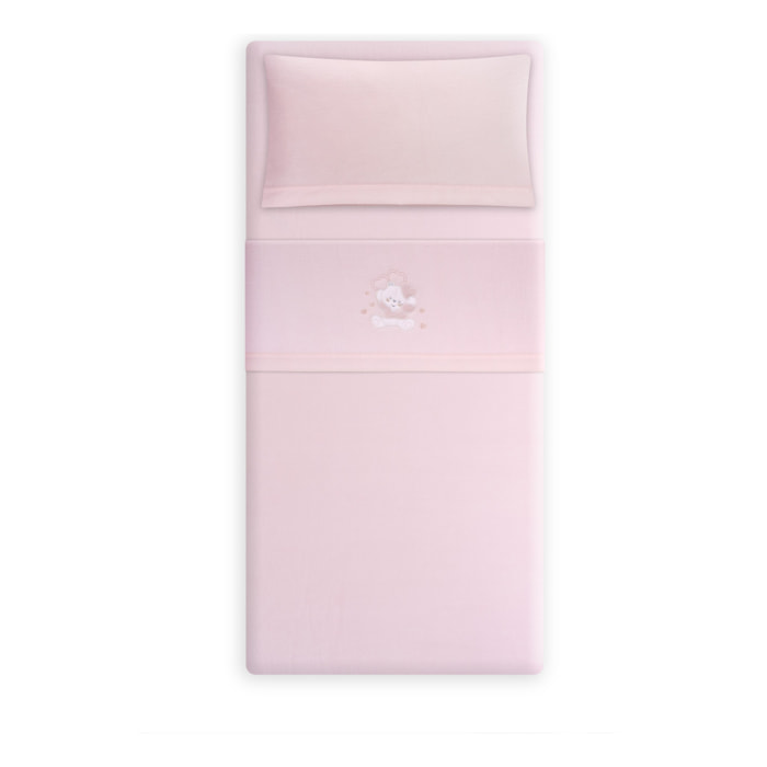 Triptico Minicuna Coralina D. Algodon Oso Corazones Rosa