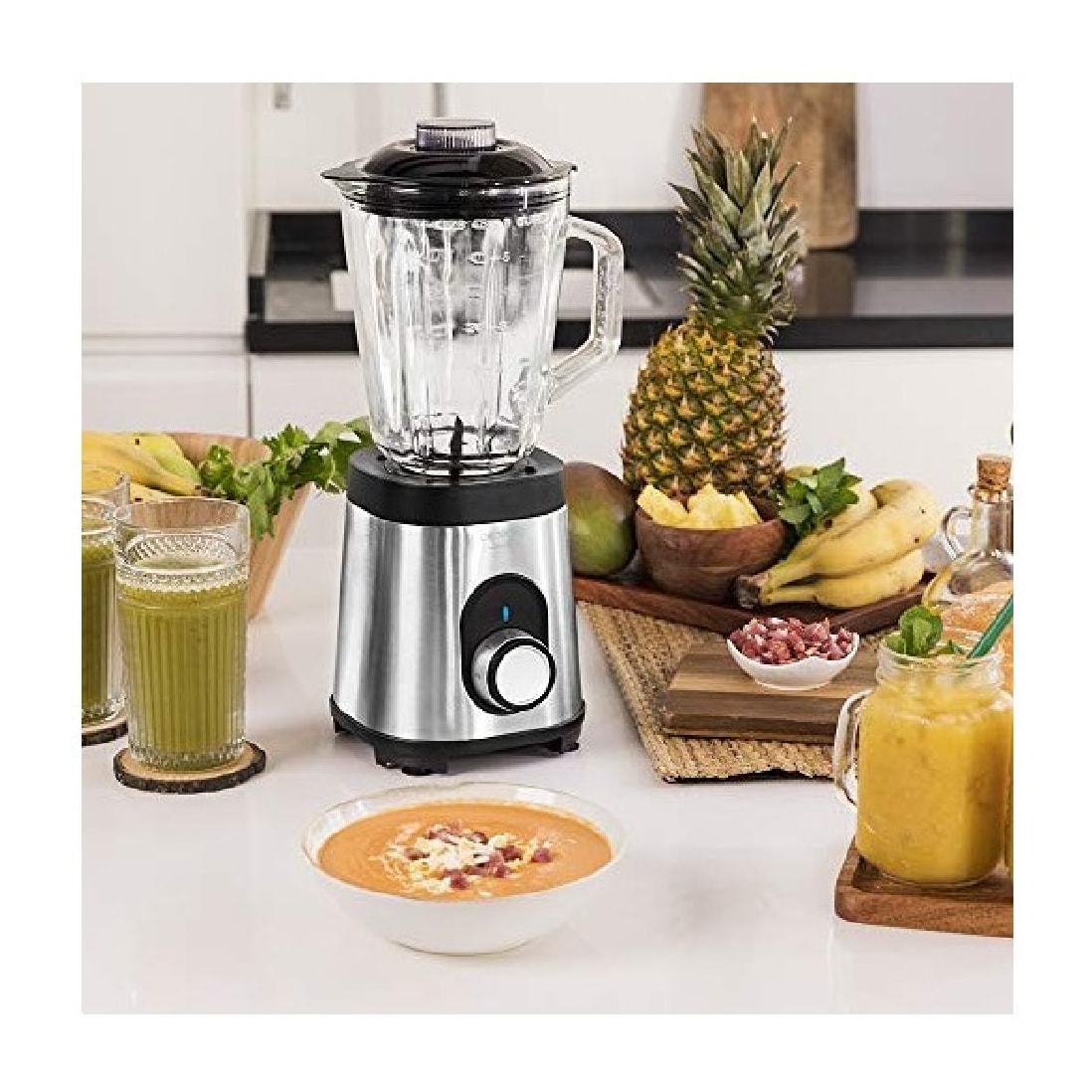 Cecotec Batidora de vaso Power Black Titanium 1800MAX Inox
